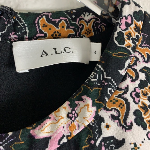 A.L.C Tordi Paisley Print Silk Tiered Dress 4 - Picture 4 of 11